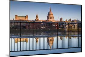 England, London, Reflection in Puddle, Near Millennium Bridge, Dawn-Walter Bibikow-Mounted Photographic Print