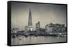 England, London, Shard Building from Millennium Bridge, Dusk-Walter Bibikow-Framed Stretched Canvas