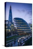 England, London, Shard Fand London City Hall Buildings, Dusk-Walter Bibikow-Stretched Canvas