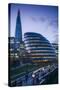 England, London, Shard Fand London City Hall Buildings, Dusk-Walter Bibikow-Stretched Canvas