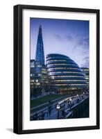 England, London, Shard Fand London City Hall Buildings, Dusk-Walter Bibikow-Framed Photographic Print