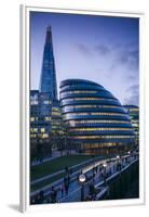 England, London, Shard Fand London City Hall Buildings, Dusk-Walter Bibikow-Framed Premium Photographic Print