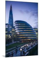 England, London, Shard Fand London City Hall Buildings, Dusk-Walter Bibikow-Mounted Premium Photographic Print