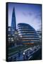 England, London, Shard Fand London City Hall Buildings, Dusk-Walter Bibikow-Framed Stretched Canvas