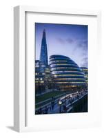 England, London, Shard Fand London City Hall Buildings, Dusk-Walter Bibikow-Framed Photographic Print