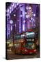 England, London, Soho, Oxford Street, Chirstmas Decorations and London Bus-Walter Bibikow-Stretched Canvas