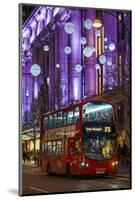 England, London, Soho, Oxford Street, Chirstmas Decorations and London Bus-Walter Bibikow-Mounted Photographic Print