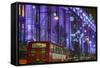 England, London, Soho, Oxford Street, Christmas Decorations and Bus-Walter Bibikow-Framed Stretched Canvas