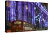 England, London, Soho, Oxford Street, Christmas Decorations and Bus-Walter Bibikow-Stretched Canvas