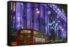 England, London, Soho, Oxford Street, Christmas Decorations and Bus-Walter Bibikow-Framed Stretched Canvas