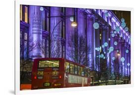 England, London, Soho, Oxford Street, Christmas Decorations and Bus-Walter Bibikow-Framed Photographic Print