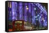 England, London, Soho, Oxford Street, Christmas Decorations and Bus-Walter Bibikow-Framed Stretched Canvas