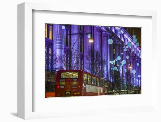 England, London, Soho, Oxford Street, Christmas Decorations and Bus-Walter Bibikow-Framed Photographic Print