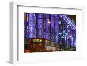 England, London, Soho, Oxford Street, Christmas Decorations and Bus-Walter Bibikow-Framed Photographic Print