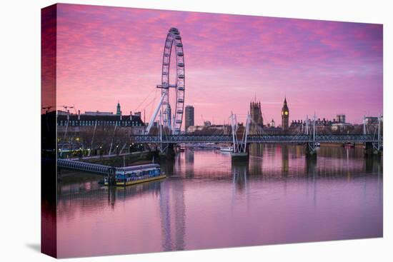 England, London, Southbank, the London Eye, Sunrise-Walter Bibikow-Stretched Canvas