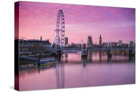 England, London, Southbank, the London Eye, Sunrise-Walter Bibikow-Stretched Canvas