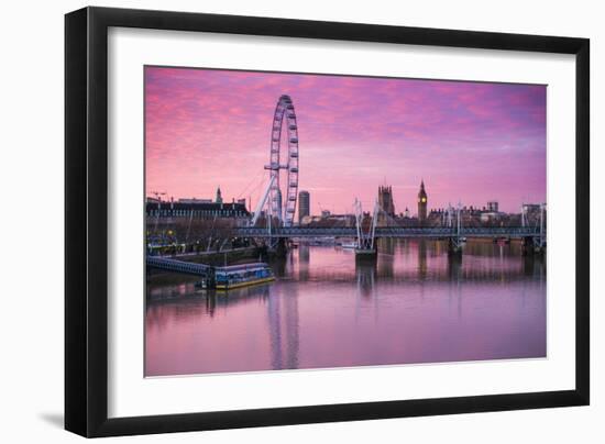 England, London, Southbank, the London Eye, Sunrise-Walter Bibikow-Framed Photographic Print