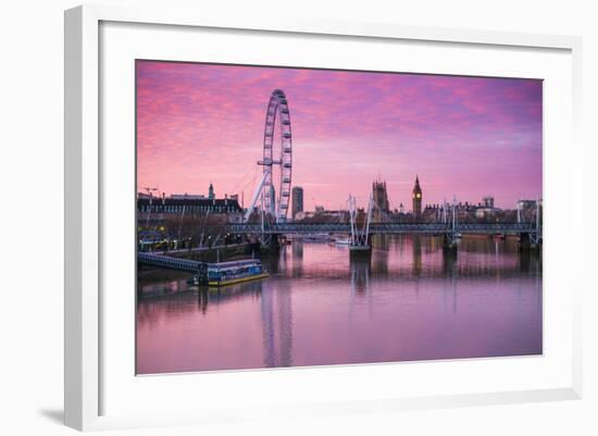 England, London, Southbank, the London Eye, Sunrise-Walter Bibikow-Framed Photographic Print