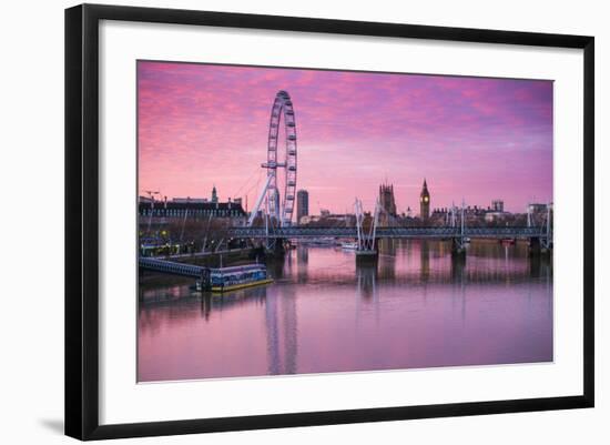 England, London, Southbank, the London Eye, Sunrise-Walter Bibikow-Framed Photographic Print