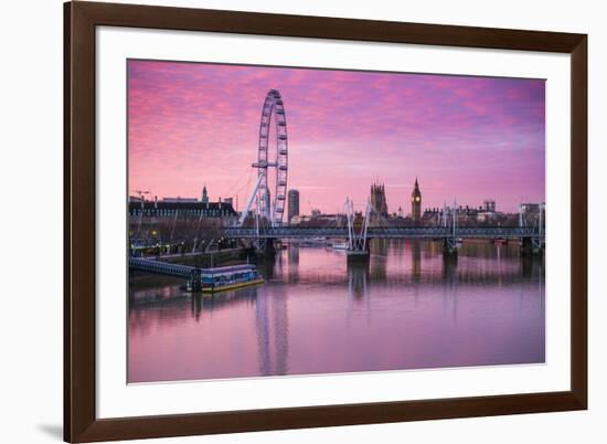 England, London, Southbank, the London Eye, Sunrise-Walter Bibikow-Framed Photographic Print