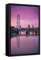 England, London, Southbank, the London Eye, Sunrise-Walter Bibikow-Framed Stretched Canvas