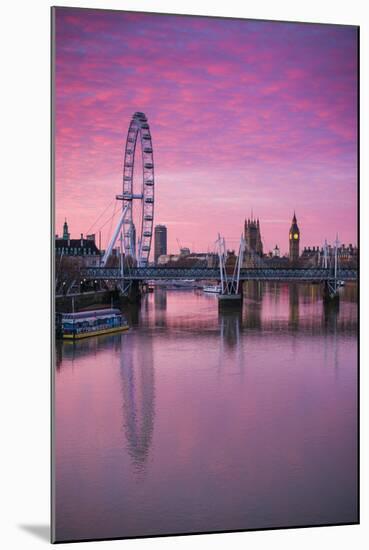 England, London, Southbank, the London Eye, Sunrise-Walter Bibikow-Mounted Photographic Print