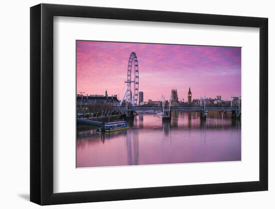 England, London, Southbank, the London Eye, Sunrise-Walter Bibikow-Framed Photographic Print