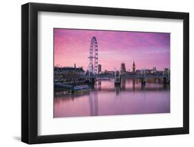 England, London, Southbank, the London Eye, Sunrise-Walter Bibikow-Framed Photographic Print