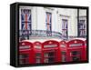 England, London, the Strand, Red Telephone Box and Union Jack Bunting to Celebrate the Queens Diamo-Jane Sweeney-Framed Stretched Canvas