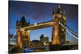 England, London, Tower Bridge, Dusk-Walter Bibikow-Stretched Canvas