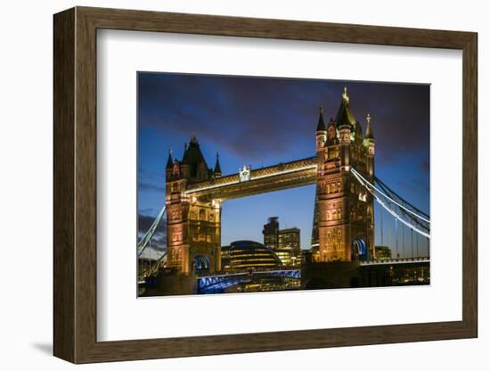 England, London, Tower Bridge, Dusk-Walter Bibikow-Framed Photographic Print