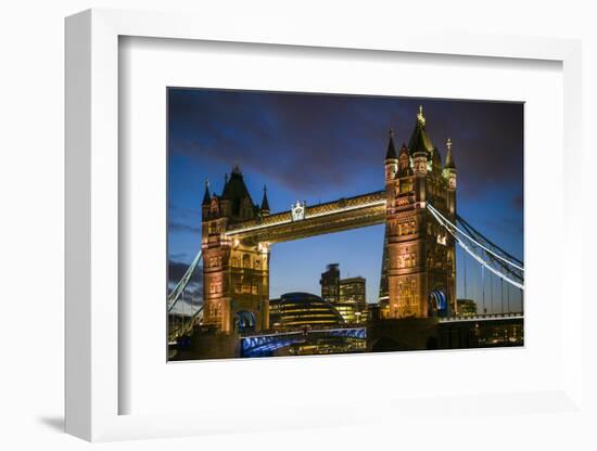 England, London, Tower Bridge, Dusk-Walter Bibikow-Framed Photographic Print