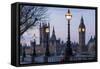 England, London, Victoria Embankment, Houses of Parliament and Big Ben-Walter Bibikow-Framed Stretched Canvas