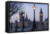 England, London, Victoria Embankment, Houses of Parliament and Big Ben-Walter Bibikow-Framed Stretched Canvas