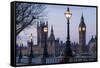 England, London, Victoria Embankment, Houses of Parliament and Big Ben-Walter Bibikow-Framed Stretched Canvas