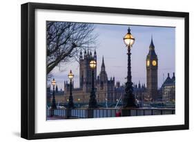 England, London, Victoria Embankment, Houses of Parliament and Big Ben-Walter Bibikow-Framed Photographic Print