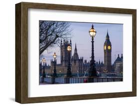 England, London, Victoria Embankment, Houses of Parliament and Big Ben-Walter Bibikow-Framed Photographic Print