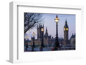 England, London, Victoria Embankment, Houses of Parliament and Big Ben-Walter Bibikow-Framed Photographic Print