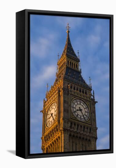 England, London, Victoria Embankment, Parliament, Big Ben, Dawn-Walter Bibikow-Framed Stretched Canvas