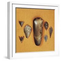 England, North Yorkshire, York, Stone Tools Including Axe, Spear and Arrow Points-null-Framed Giclee Print