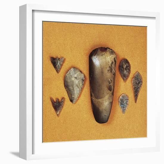 England, North Yorkshire, York, Stone Tools Including Axe, Spear and Arrow Points-null-Framed Giclee Print