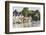 England, Oxfordshire, Henley-on-Thames, Boathouses and Rowers on River Thames-Steve Vidler-Framed Photographic Print