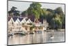 England, Oxfordshire, Henley-on-Thames, Boathouses and Rowers on River Thames-Steve Vidler-Mounted Photographic Print