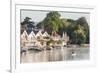 England, Oxfordshire, Henley-on-Thames, Boathouses and Rowers on River Thames-Steve Vidler-Framed Photographic Print