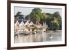 England, Oxfordshire, Henley-on-Thames, Boathouses and Rowers on River Thames-Steve Vidler-Framed Photographic Print