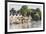 England, Oxfordshire, Henley-on-Thames, Boathouses and Rowers on River Thames-Steve Vidler-Framed Photographic Print