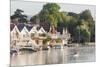 England, Oxfordshire, Henley-on-Thames, Boathouses and Rowers on River Thames-Steve Vidler-Mounted Photographic Print