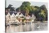 England, Oxfordshire, Henley-on-Thames, Boathouses and Rowers on River Thames-Steve Vidler-Stretched Canvas