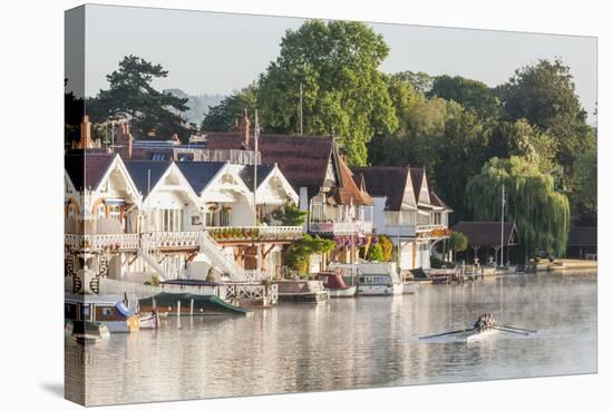 England, Oxfordshire, Henley-on-Thames, Boathouses and Rowers on River Thames-Steve Vidler-Stretched Canvas