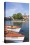 England, Oxfordshire, Henley-on-Thames, Leisure Boats and Town Skyline-Steve Vidler-Stretched Canvas